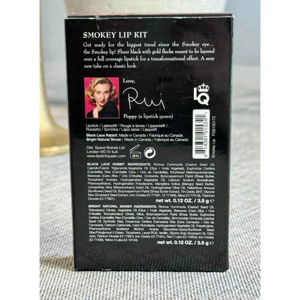 Lipstick Queen Smokey Lip Kit Black Lace Rabbit & Bright Natural Sinner New